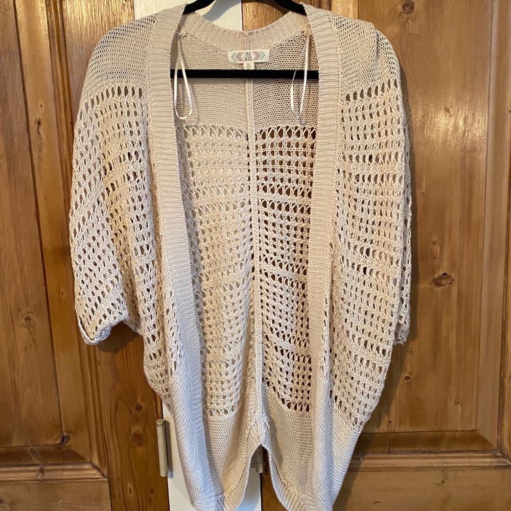 Pink rose open knit cardigan